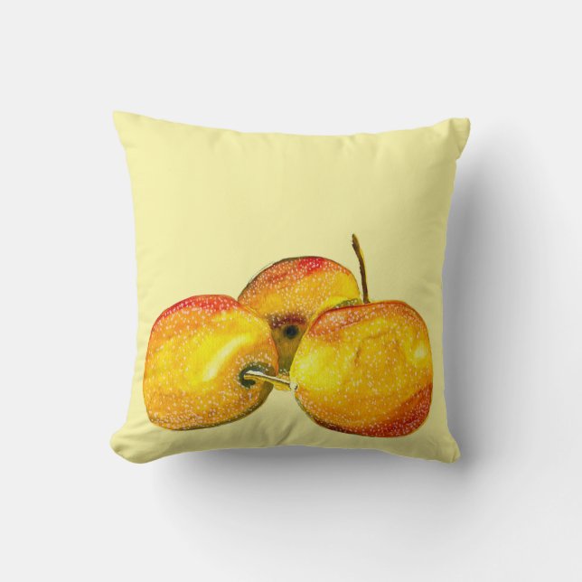 Watercolor fruit yellow pear fruit throw pillow (Front)