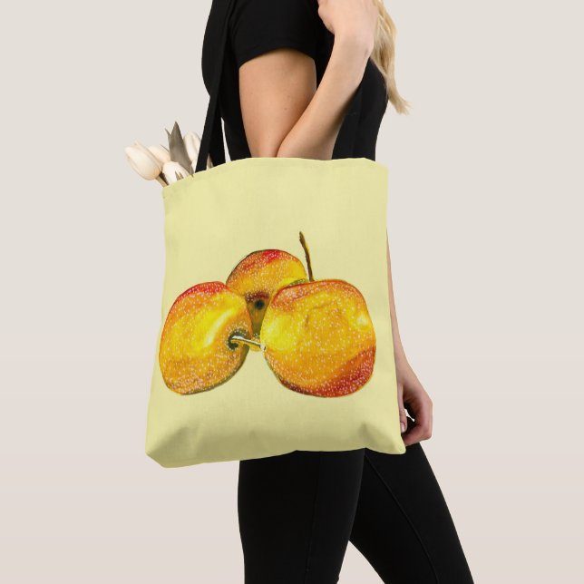 Watercolor fruit yellow pear fruit tote bag (Close Up)