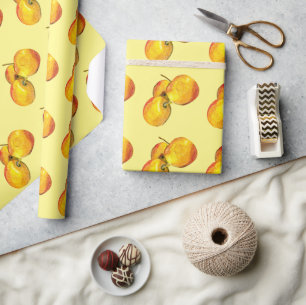 Watercolor fruit yellow pear fruit wrapping paper