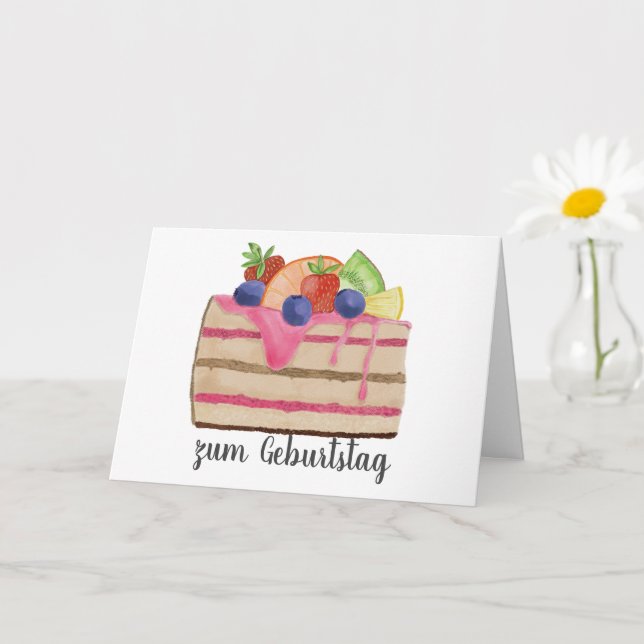 Watercolor Fruitcake German Birthday Card (Small Plant)