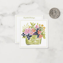 Watercolor Fruits and Flowers Basket