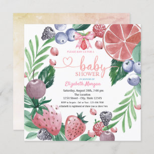 Watercolor Fruits Berry Sweet Baby Shower Invitation