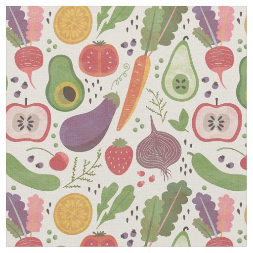 Watercolor Fruits & Veggies Fabric
