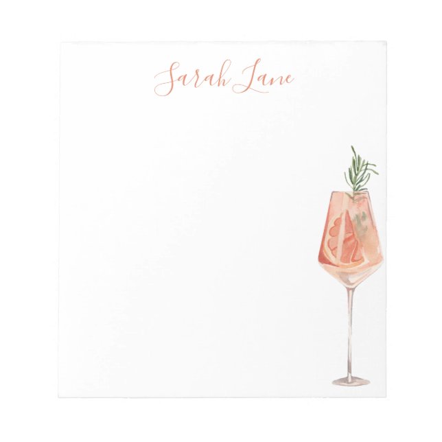 Watercolor Fruity Island Drink Personalized Notepad (Front)