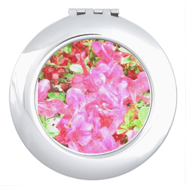 Watercolor Fuchsia Hydrangeas Compact Mirror (Front)