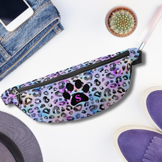 Watercolor Fuchsia Leopard Print Black Paw Cool 
