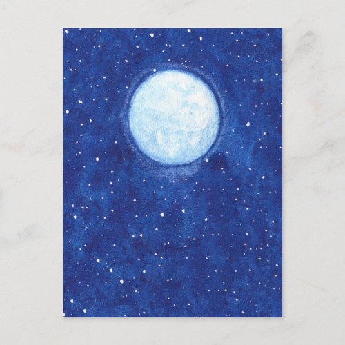 Watercolor Full Moon Postcard