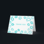 Watercolor Fun Aqua Star of David Bar Bat Mitzvah  Thank You Card<br><div class="desc">Perfect fun THANK YOU card to send after a bat mitzvah, bar mitzvah or other Jewish celebration! Hand made watercolor art for you on the front and blank inside! FULLY CUSTOMIZABLE! Click on “Personalize” above to edit the text. Click "edit using design tool" to adjust the fonts, colors and placements....</div>