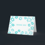 Watercolor Fun Aqua Star of David Bar Bat Mitzvah  Thank You Card<br><div class="desc">Perfect fun THANK YOU card to send after a bat mitzvah, bar mitzvah or other Jewish celebration! Hand made watercolor art for you on the front and blank inside! FULLY CUSTOMIZABLE! Click on “Personalize” above to edit the text. Click "edit using design tool" to adjust the fonts, colors and placements....</div>