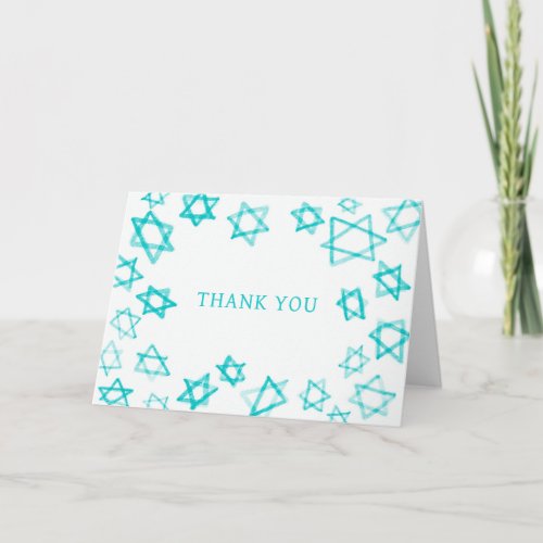 Watercolor Fun Aqua Star of David Bar Bat Mitzvah 
