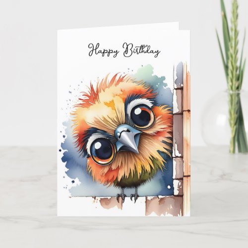 Watercolor Fun Birthday Bird Card