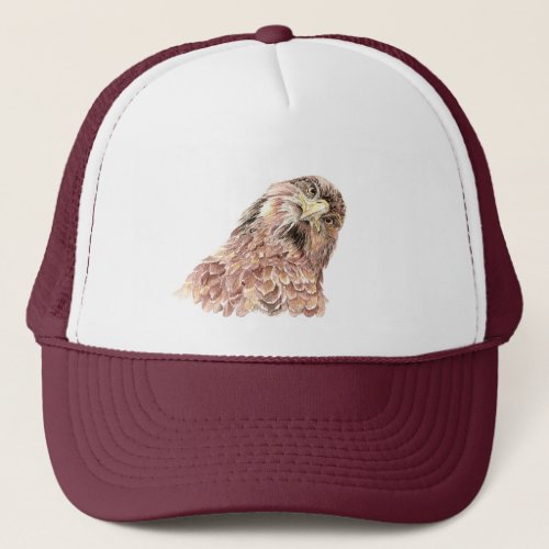 Watercolor Fun Curious Hawk Bird Wildlife Nature  Trucker Hat