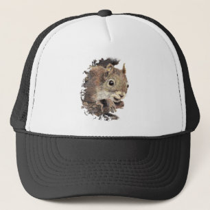Watercolor Fun Grey Squirrel Animal Wildlife Art Trucker Hat