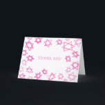 Watercolor Fun Pink Star of David Bar Bat Mitzvah  Thank You Card<br><div class="desc">Perfect fun THANK YOU card to send after a bat mitzvah, bar mitzvah or other Jewish celebration! Hand made watercolor art for you on the front and blank inside! FULLY CUSTOMIZABLE! Click on “Personalize” above to edit the text. Click "edit using design tool" to adjust the fonts, colors and placements....</div>