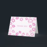 Watercolor Fun Pink Star of David Bar Bat Mitzvah  Thank You Card<br><div class="desc">Perfect fun THANK YOU card to send after a bat mitzvah, bar mitzvah or other Jewish celebration! Hand made watercolor art for you on the front and blank inside! FULLY CUSTOMIZABLE! Click on “Personalize” above to edit the text. Click "edit using design tool" to adjust the fonts, colors and placements....</div>