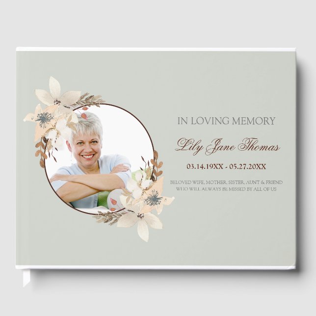 Watercolor Funeral Guest Book | In Loving Memory (Front)