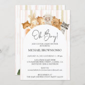 Watercolor Funny Animals Budget Oh Boy Baby Shower Invitation (Front/Back)