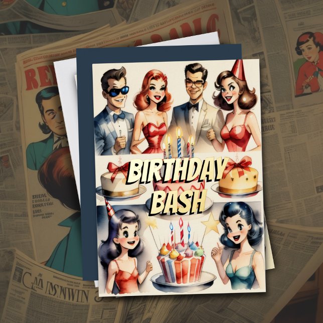 Watercolor Funny Comic Birthday Scene Foil Invitation (Creator Uploaded)