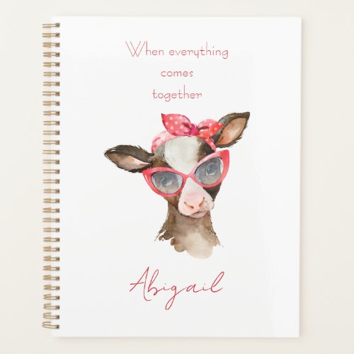 Watercolor Funny Cow Custom Planner