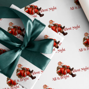 Watercolor Funny Cute Santa Claus Pattern Wrapping Paper