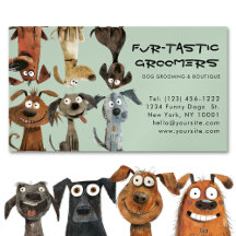 Watercolor Funny Dog Groomers Boutique Blue