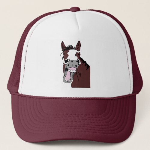 Watercolor Funny Laughing Horse Farm Animal Trucker Hat