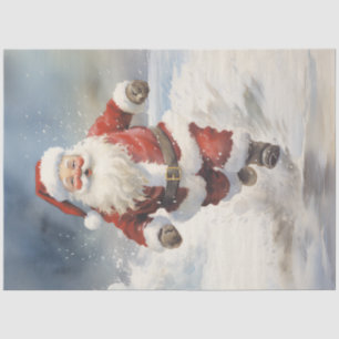 Watercolor funny Santa Claus in snowy forest Tissue Paper