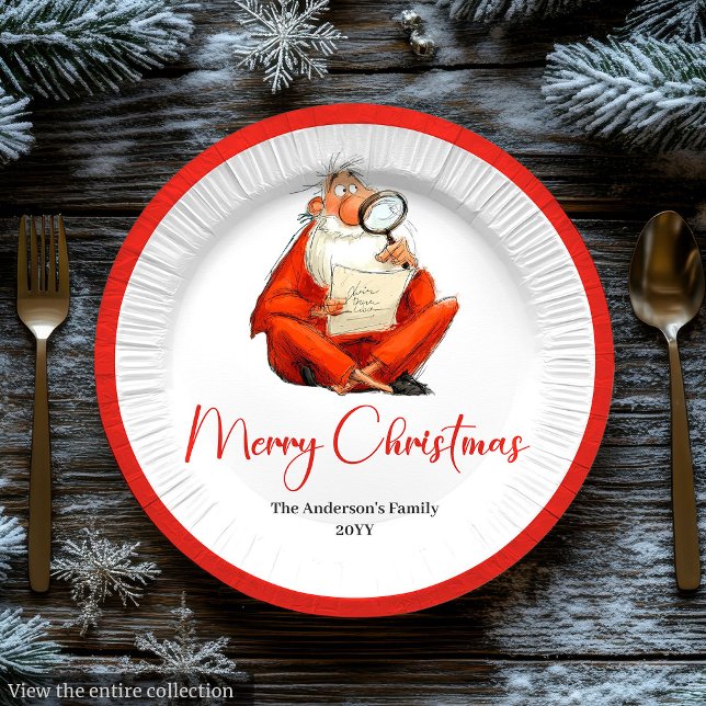 Watercolor Funny Santa Holiday Paper Plates (Watercolor Funny Santa Holiday Paper Plates)
