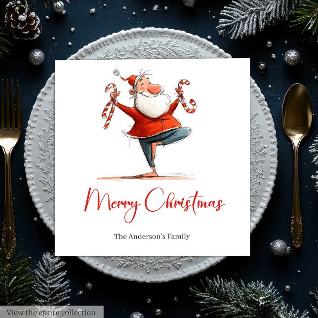 Watercolor Funny Santa Personalized Christmas  Napkins (Watercolor Funny Santa Personalized Christmas Napkins

)