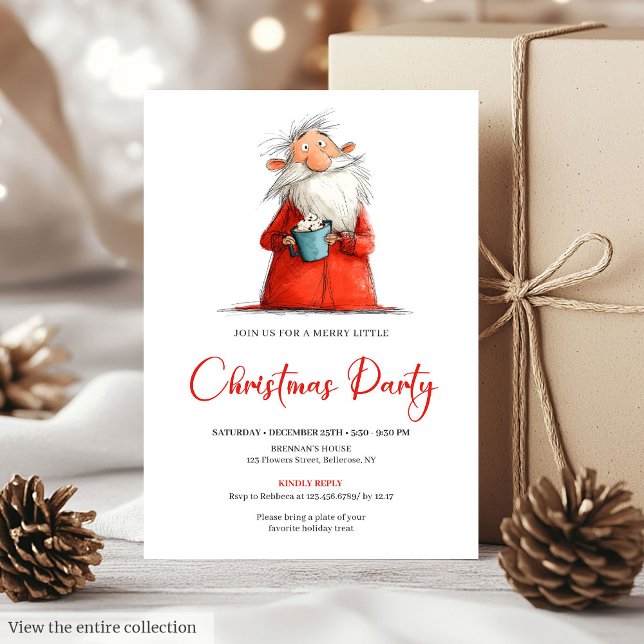 Watercolor Funny Santa Personalized Party Invite (Watercolor Funny Santa Personalized Party Invite)