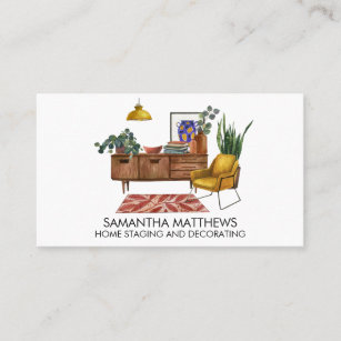 Watercolor Furniture Decorating Home Staging Business Card