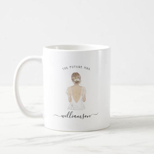 Watercolor Future Mrs Bride Name  Monogram Mug