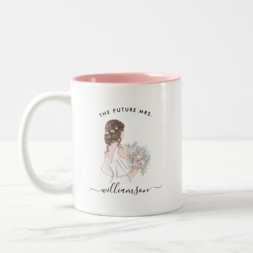 Watercolor Future Mrs Bride Name  Monogram Mug