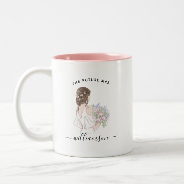 Watercolor Future Mrs. Bride Name | Monogram Mug (Left)