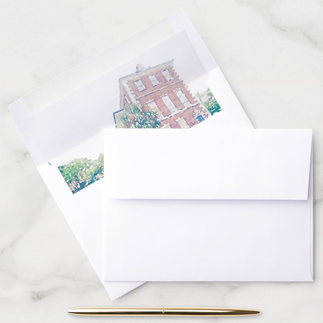 watercolor gadsden house envelope liner (Desk)