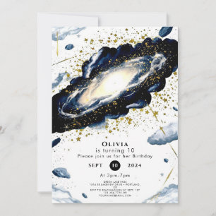 Watercolor Galactic Space Birthday Invitation