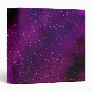 Watercolor Galaxies purple pink  3 Ring Binder
