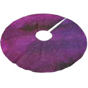 Watercolor Galaxies purple pink Brushed Polyester Tree Skirt