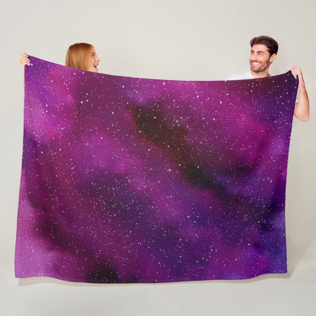 Watercolor Galaxies purple pink  Fleece Blanket (In Situ)