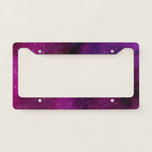 Watercolor Galaxies purple pink  License Plate Frame
