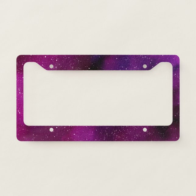 Watercolor Galaxies purple pink  License Plate Frame (Front)