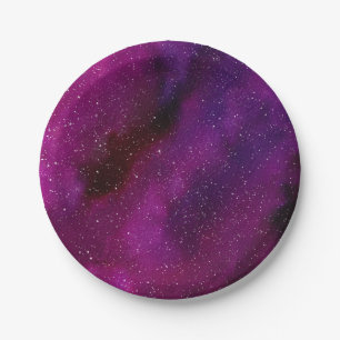 Watercolor Galaxies purple pink  Paper Plates