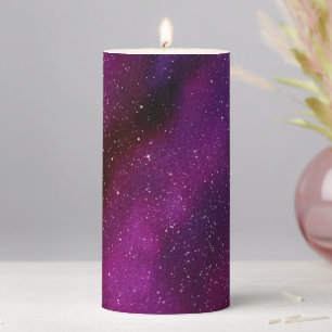Watercolor Galaxies purple pink Pillar Candle