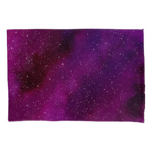 Watercolor Galaxies purple pink  Pillow Case