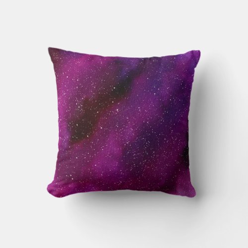 Watercolor Galaxies purple pink  Throw Pillow