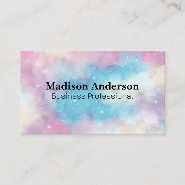 Watercolor Galaxy Background Business Card (Front)