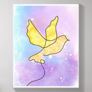 Watercolor Galaxy Bird Line Art Canvas Print Photo Tile