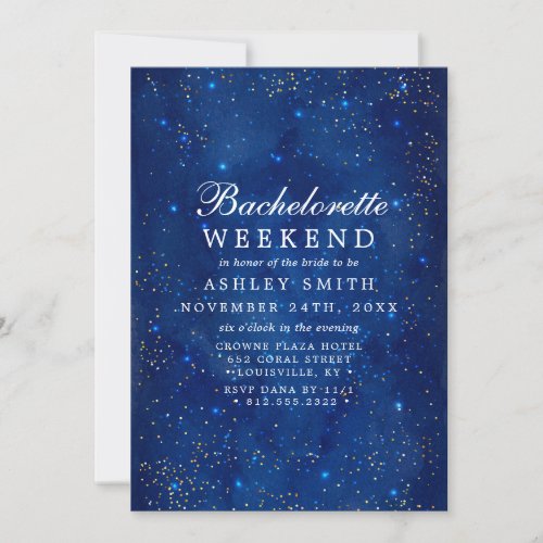 Watercolor Galaxy Cosmic Star Bachelorette Weekend Invitation