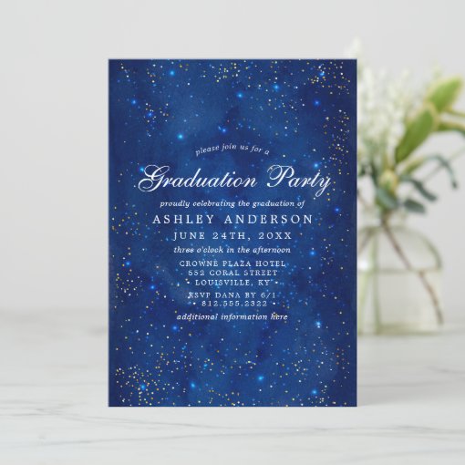Watercolor Galaxy Cosmic Stars Graduation Party Invitation | Zazzle