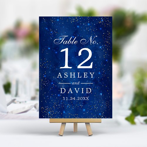 Watercolor Galaxy Cosmic Stars Starry Table Number